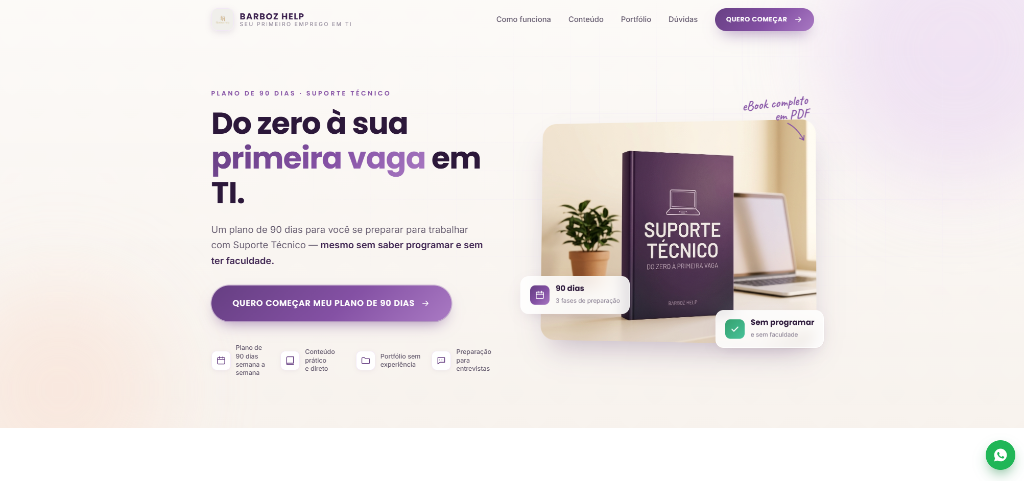 Prévia da página inicial do site Barbozhelp